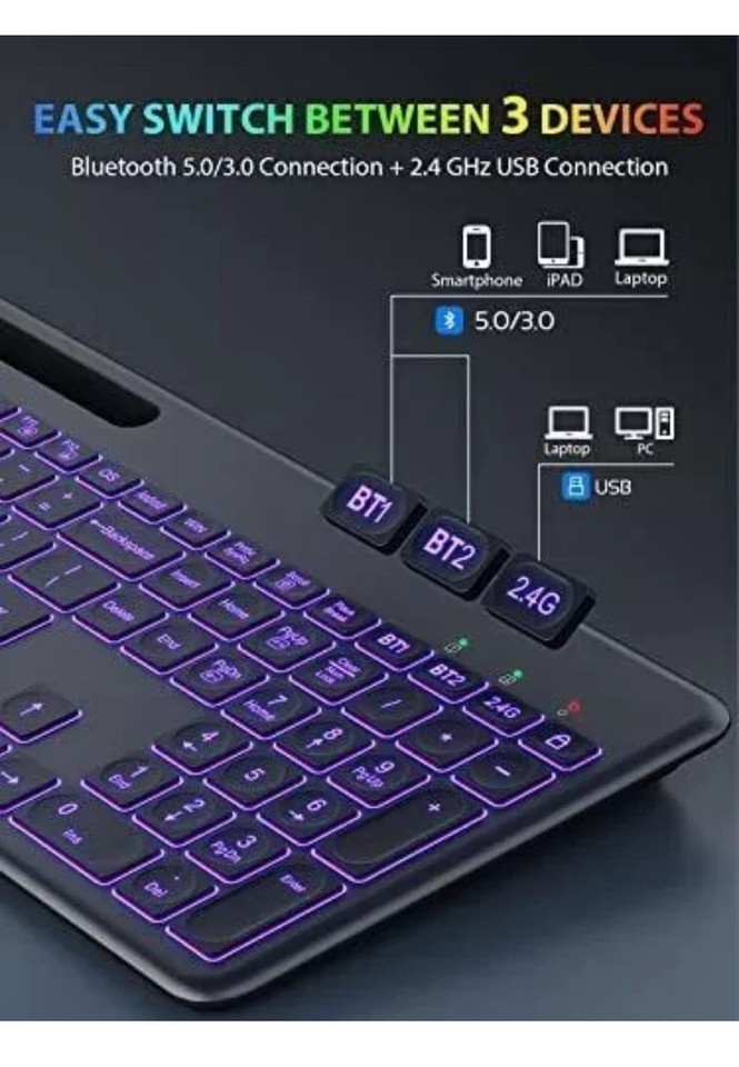 Teclado Inalámbrico Recargable Bluetooth 2 Canales As-199 | Apulso