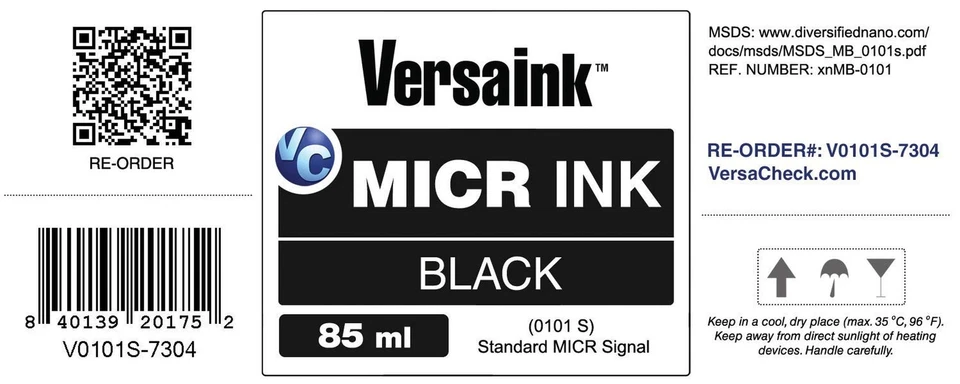 VersaInk-Nano Black MICR Ink -85ml – Magnetic Ink for Check Printers and All-... - Image 2 of 3