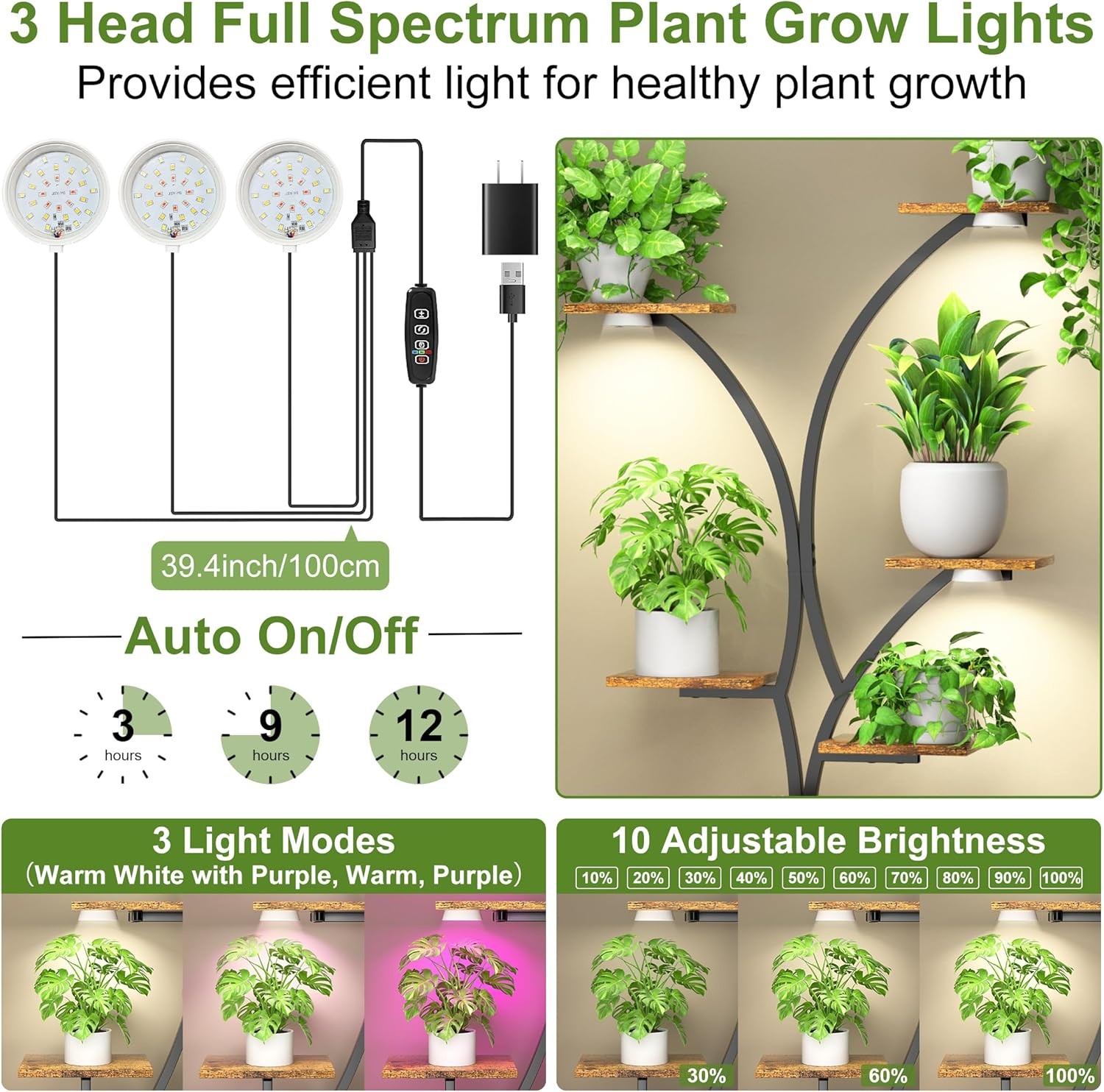 Plant Stand Indoor with Grow Lights, 8 Tier Tall Metal Plant Shelf for Multiple