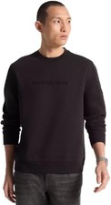 Michael Kors E9902 Men's Embossed Logo Crewneck Sweatshirt, Black, XXL