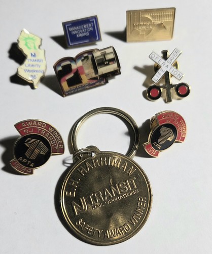 Lot Of 8 NJTRANSIT SAFETY AWARD PINS