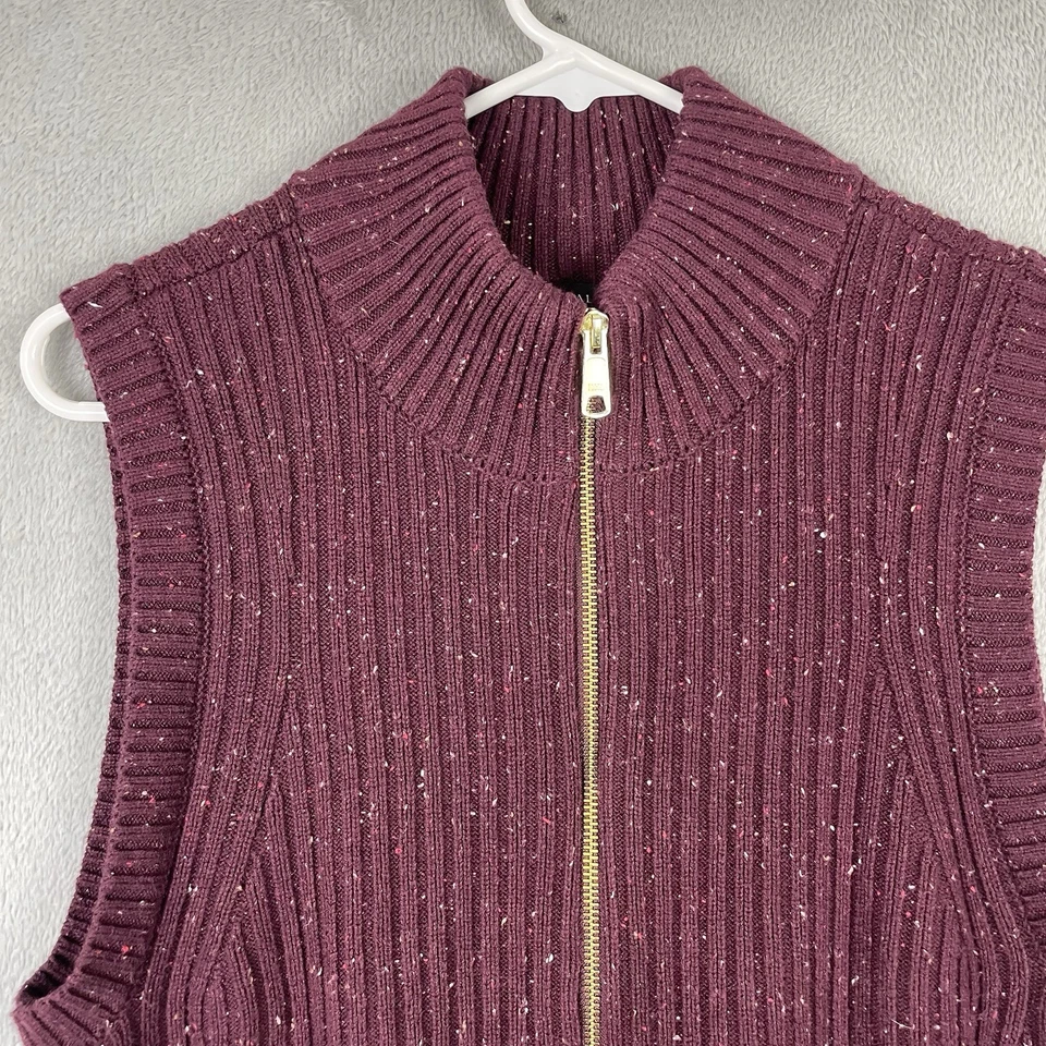 Talbots Sweater Vest Womens Size M Red 1/4 Zip Cotton Blend Casual Preppy - Image 3 of 4