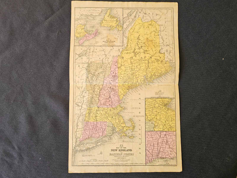 1852 Mitchell Map Maine Massachusetts Connecticut Rhode Vermont New Hampshire
