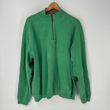 Tommy Bahama Sweater Mens 2XL Green Brown Reversible Quarter Zip