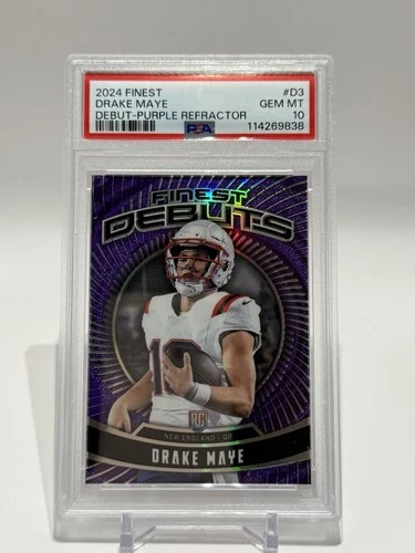 2024 Topps Finest #D3 Drake Maye Purple Refractor /125 PSA 10 RC
