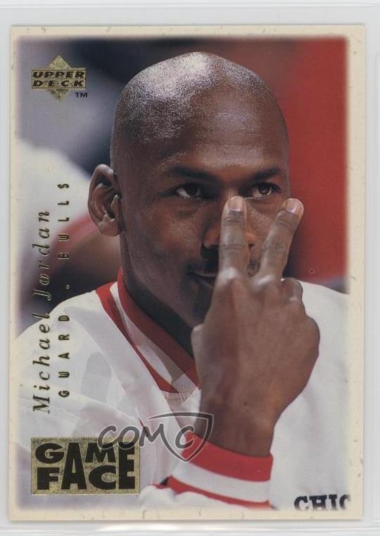 1996-97 Upper Deck Collector's Choice Game Face Michael Jordan #GF2 HOF 1ln4