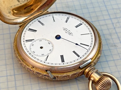 Antique Pocket Watch B.W.C Co Elgin Gold Filled 46g for Scrap Some Parts Missing