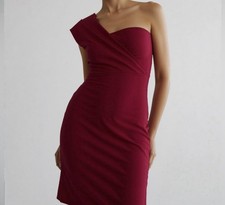 Pretty Little Thing Red Knee Lenght One Shoulder Bodycon Dress Size 6