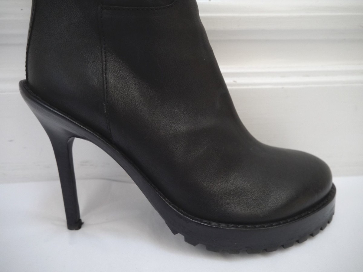ANN DEMEULEMEESTER black leather heeled boots size 36 WORN