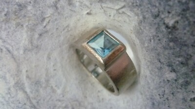 Ring Blue Gemstone 925 Sterling Silver Ring Size 60