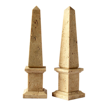 Classic Obelisk in Travertine Italian Stone Home Design H.30CM