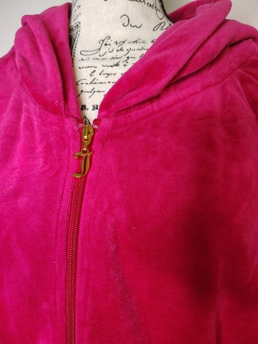 Juicy Couture XL Bright Pnik Velour Zip Hoodie Jacket, Y2K, Rhinestone Bling - Picture 5 of 7