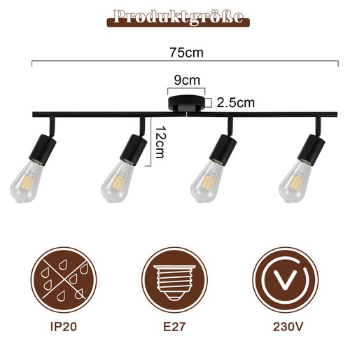 Deckenlampe Spotleuchte Deckenleuchte 350° Lampe 1-6 Flammig Flur Wohnzimmer E27 - Bild 27 von 28