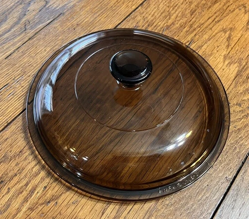 VINTAGE PYREX AMBER VISIONS LID V 1.5C FOR 1.5 QT SAUCEPAN  7 1/4"
