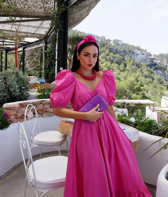 Robe Zara Fuchsia Off The Shoulder Taille L – Microfibre Rose Femme