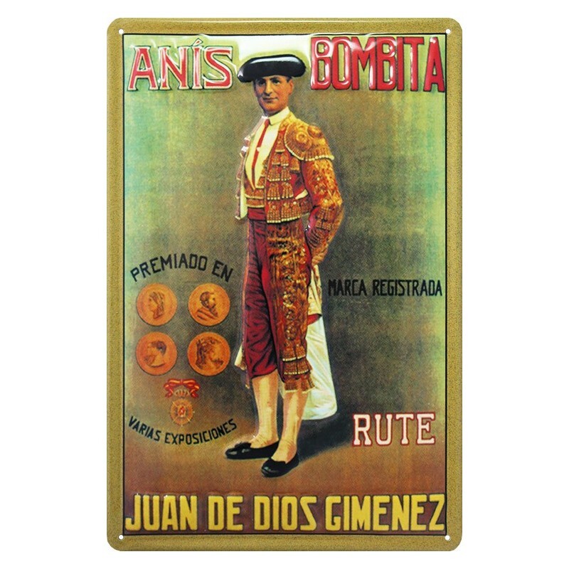 Plaque métal Anis Bombita vintage idée cadeau déco originale 20x30cm