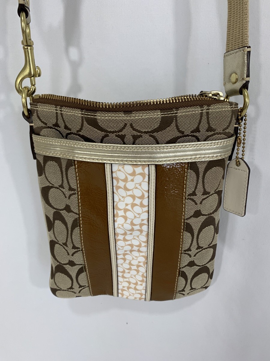 COACH Crossbody Bag J0749-41048 Signature Canvas & Brown COACH Crossbody Bag J0749-41048 Signature Canvas & Brown