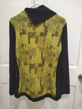 Parsley  Sage tunic top Green center Slimming black sides Asymm collar sz M