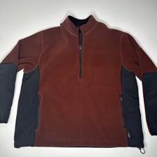 VTG Eddie Bauer 1/4 Zip Pullover Mens XL Brown Long Sleeve Fleece Warm Polartec