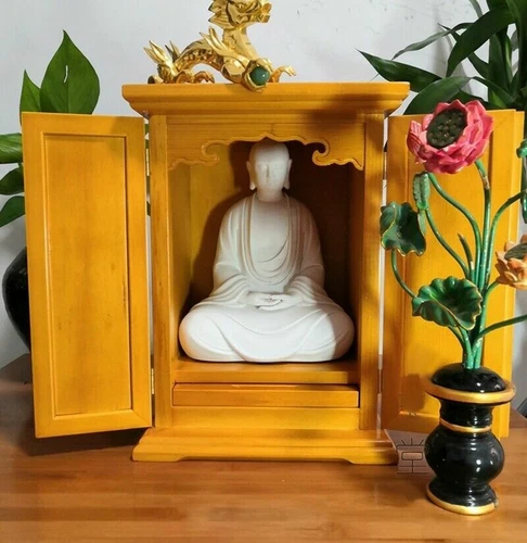 Cypress Wood Japanese Buddhist Altar Butsudan Shrine God Zen House Enshrinement - Picture 3 of 3