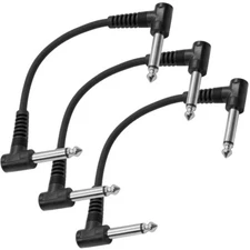 3 Pack of 6 Inch Right Angle 1/4" TS Pedal Board Patch Cables PA/DJ Cords