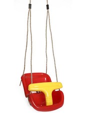 New PLAYBERG Red Plastic Baby and Toddler Swing Seat with Hanging Ropes