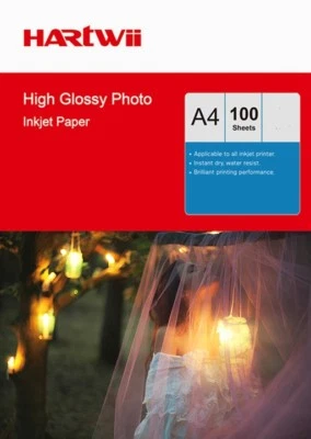100 Sheets A4 180 / 230 / 240 / 260 Gsm High Glossy Photo Inkjet Paper Hartwi UK