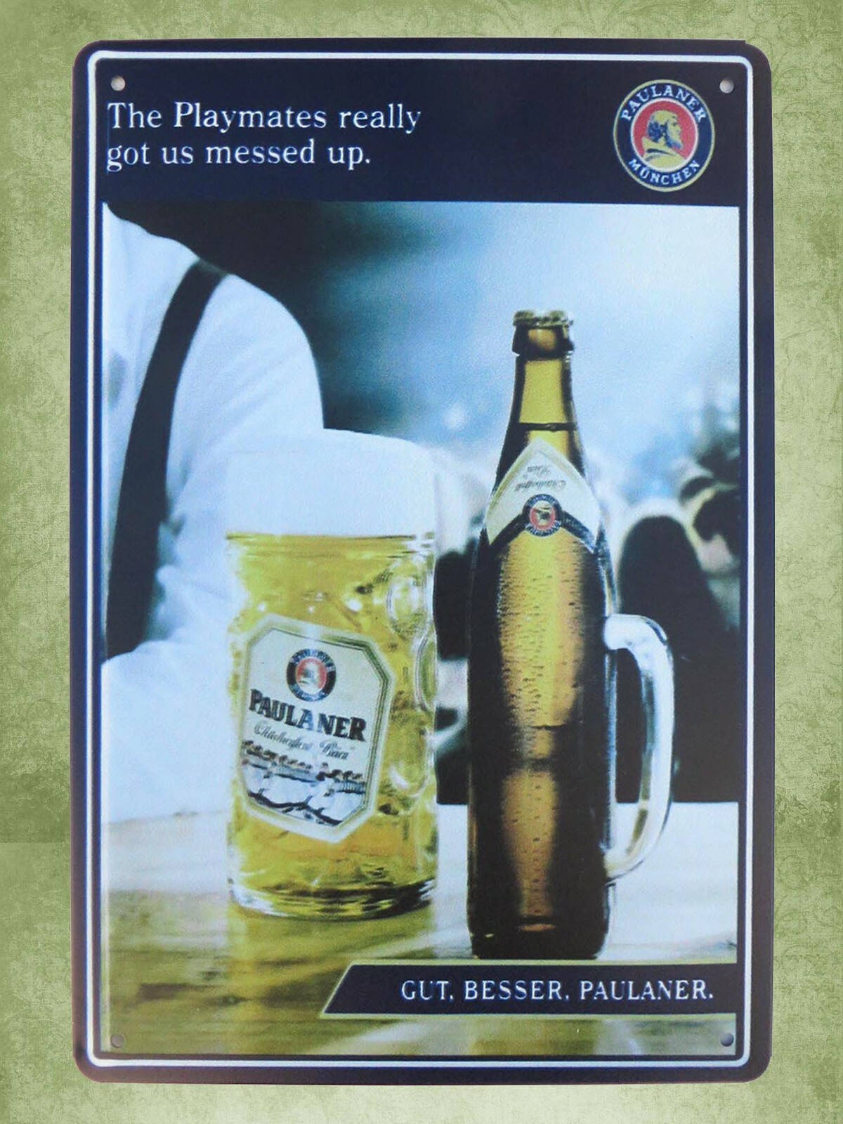 Vintage Paulaner Beer Pub Brew Bar Metal Wall Sign Reproduction
