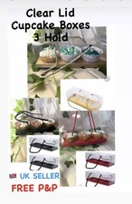 Scatole per cupcake trasparenti di lusso 3 prese