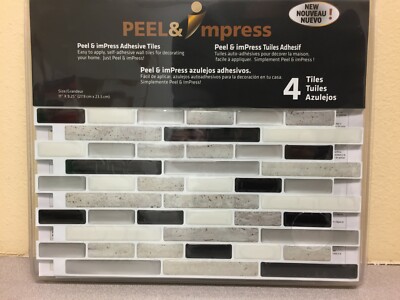 Peel and Impress 24048 9.3'' W X 11'' L Multi Finish Vinyl Adhesive Wall Tile 4 pc