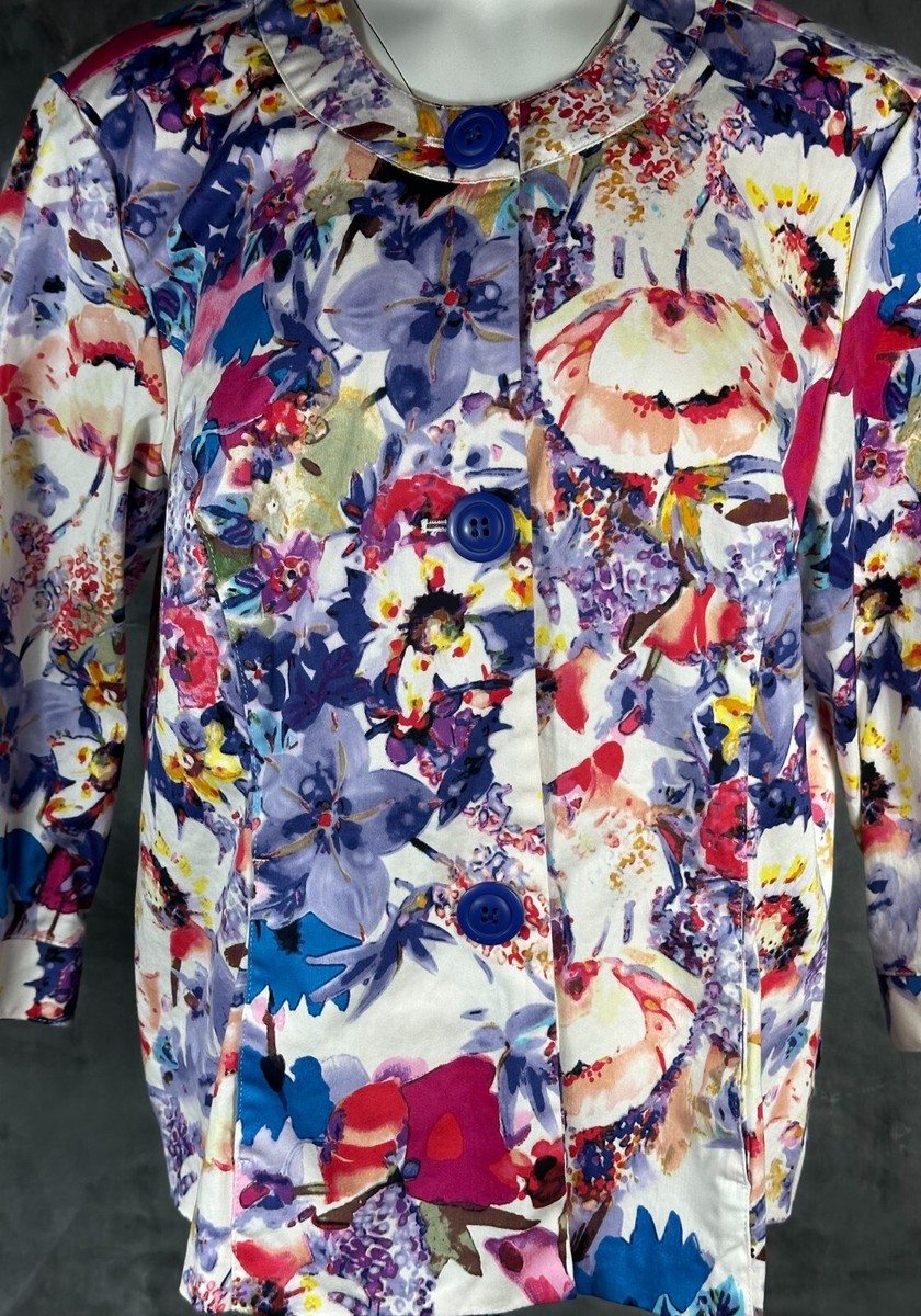 Coldwater Creek Bright Floral Banded Collar Jacket sz 18W (13887