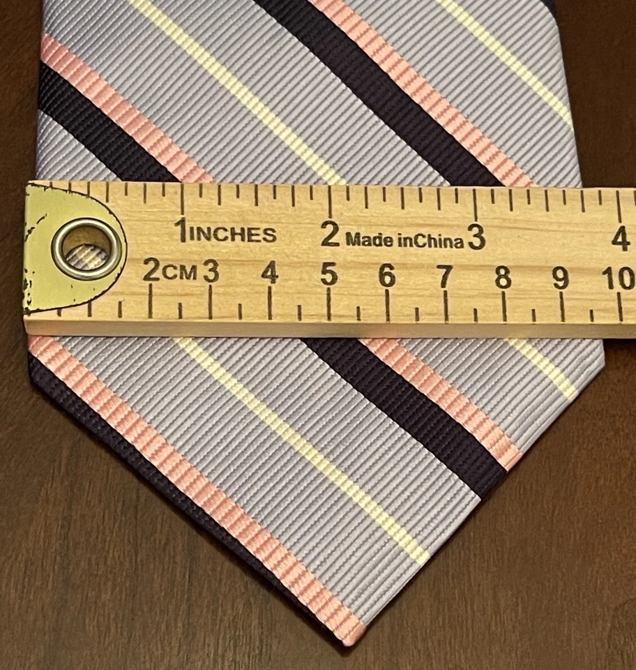 Corbata de cuello Grant Thomas azul rosa Repp hecha a mano 100 % seda para hombre hecha en Estados Unidos Foto 4 de 4