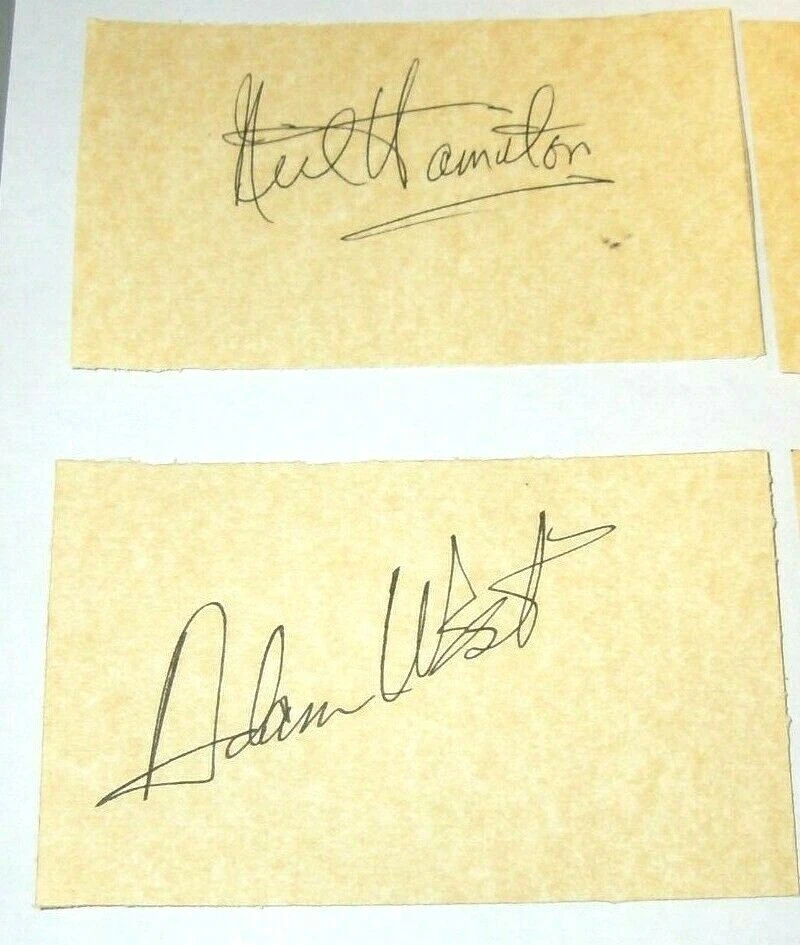 Autographed Adam West Burt Ward Neil Hamilton Alan Napier Printed Card RP Batman - Image 2 of 3