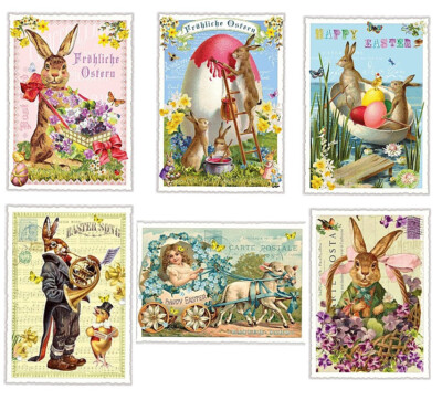 *EDITION TAUSENDSCHÖN*Postkarte*Ostern*Nostalgische*Glitzer*Happy Easter*10x15cm
