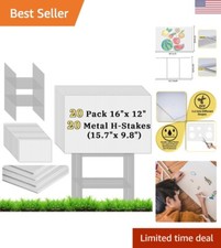 Blank Yard Signs with Stakes,20 Pack 16 x 12" White Yard Sign Corrugated Plas...