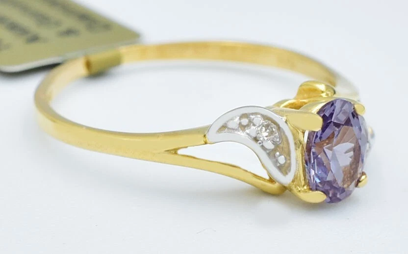 LAB CREATED 0.68 Cts ALEXANDRITE & GENUINE DIAMOND RING 10K GOLD - New With Tag - Image 4 of 4