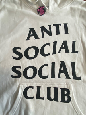 Anti Social Social Club Hoodie Hooded Sweatshirt L Large White ASSC supreme 