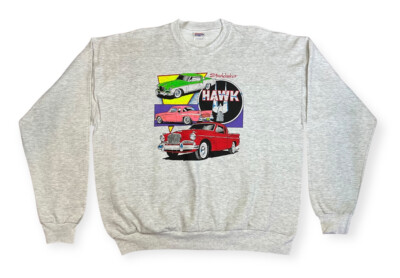 Vintage 90s Studebaker Hawk Royal Classic Car Crewneck Sweater Gray 2XL Retro