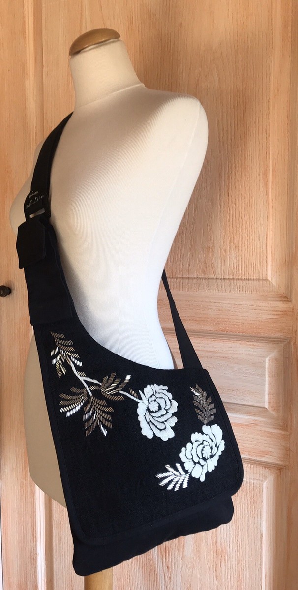 Sac bohème chic cross body brodé perles noir neuf style Hipanéma