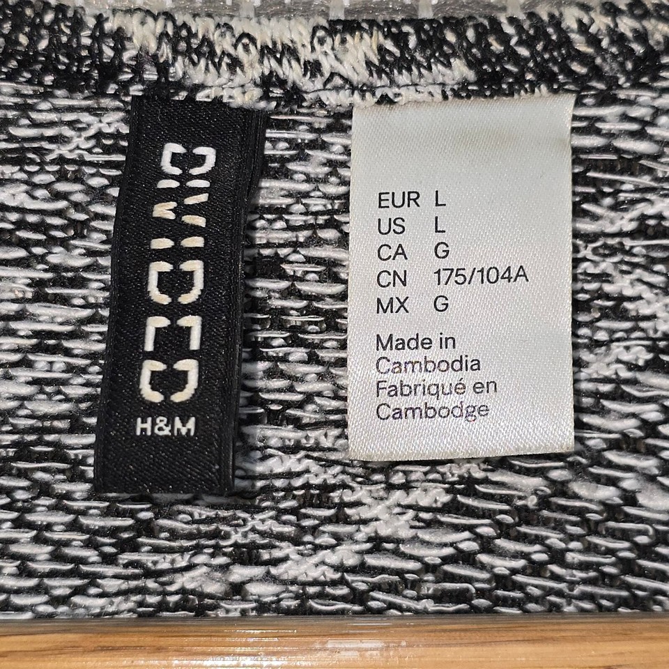H&M Divided Kimono Cardigan Sweater Womens Large Black White Chevron