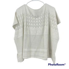 Fuzzi Jean Paul Gaultier Top White Cropped Flowy Oversized Knitted Cover Up Sz S