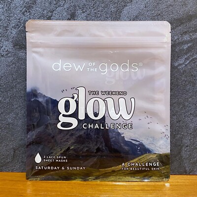 Dew of the Gods Weekend Glow Challenge Two Lace-Spun Facial Sheet Masks New