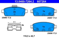 ATE 13.0460-7264.2 brake pad set, disc brake for Chevrolet, Opel, Vauxhall