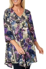 Attitudes by Renee Global Illusions Reg Puma Knit Tunic Floral Safari
