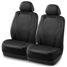 Leather Car Seat Covers, Premium Automotive Waterproof Bucket Two Front Black