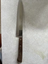 Flint stainless vanadium 8" wood knife figure handles READ