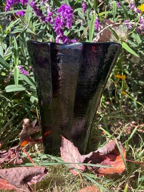 Fire & Light Recycled Art Glass Aurora Vase Signed Rare - Dark Plum - 9 ...