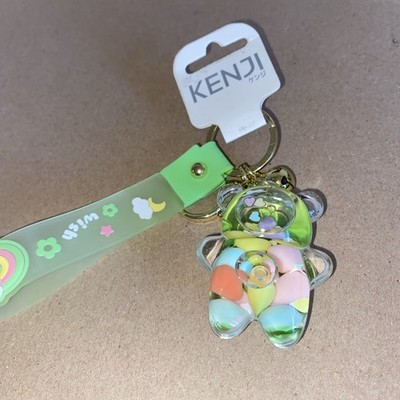Kenji süß Kwali Mima Acryl Regenbogenbär Schlüsselanhänger Armband Club Wasser gefüllt 