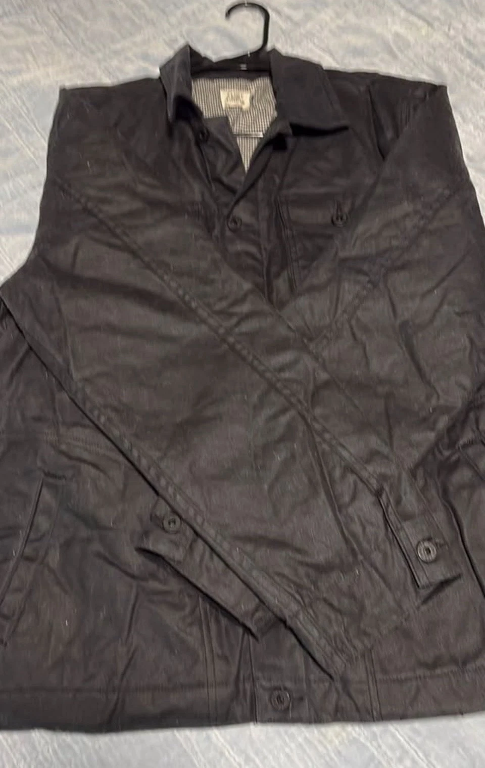 Flint And Tinder Waxed Rancher Jacket Black Button Up Flannel Lined Men Large - product detail image 8