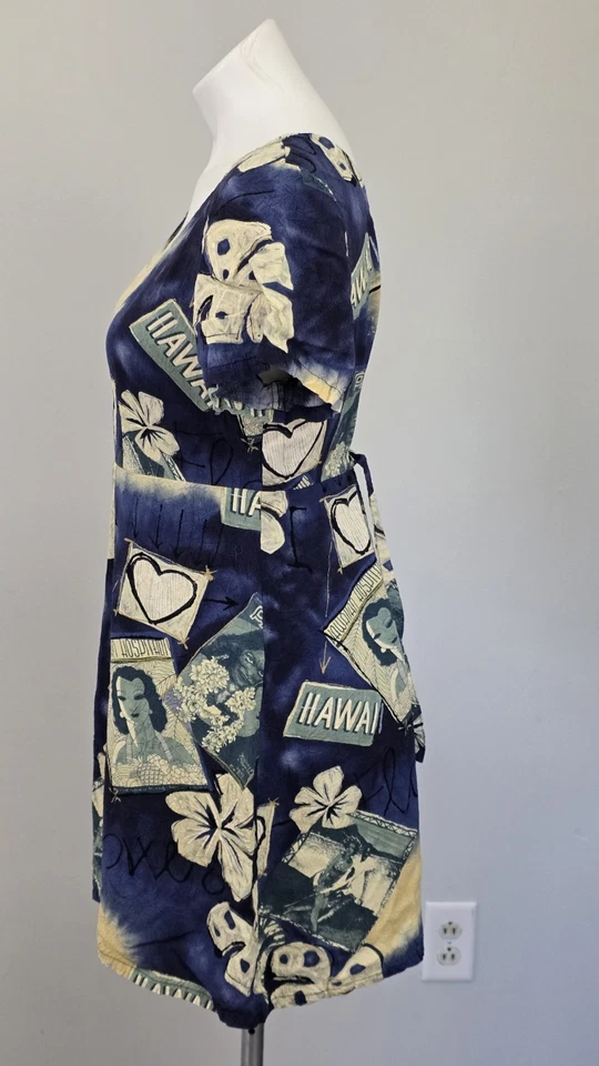 Vestido vintage Jams World Hospitality havaiano amarrar costas retrato paraíso grande - Imagem 2 de 4